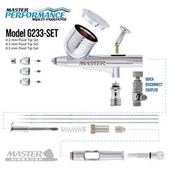 G233 Pro Set Master Gravity Airbrush Kit 3 Fluid Tips, Hobby Auto Paint Nail Art
