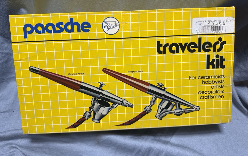 NEW Paasche Airbrush Traveler Kit 2P H3 Vintage Complete Set Dual Action Tools