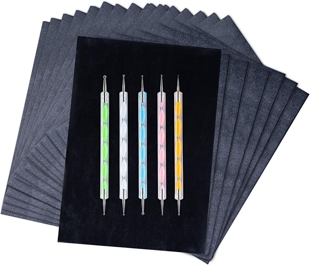200 Sheets Carbon Transfer Paper + 5 Stylus Tools for Wood Canvas DIY Art Craft