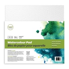 A4 Watercolor Pad, 12 Sheets, 300g/m 140 lb, 100 Cellulose, Cold Pressed White