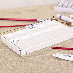 10 Wells White Rectangle Ceramic Artist Paint Palette,Porcelain Watercolor