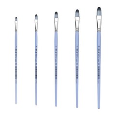 XDT#263-1 Filbert Art Brush 5Pc #2#4#6#8#10 Stiff Nylon Acrylic Oil Watercolor
