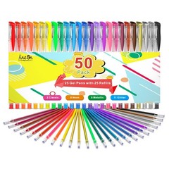 Gel Pens, 50 Pack Gel Pen Set 25 Colored Gel Pen with