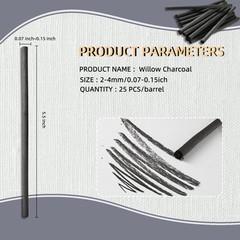 25 PCS Willow Charcoal Sticks Ideal for Artists Beginners Students Perfect fo…