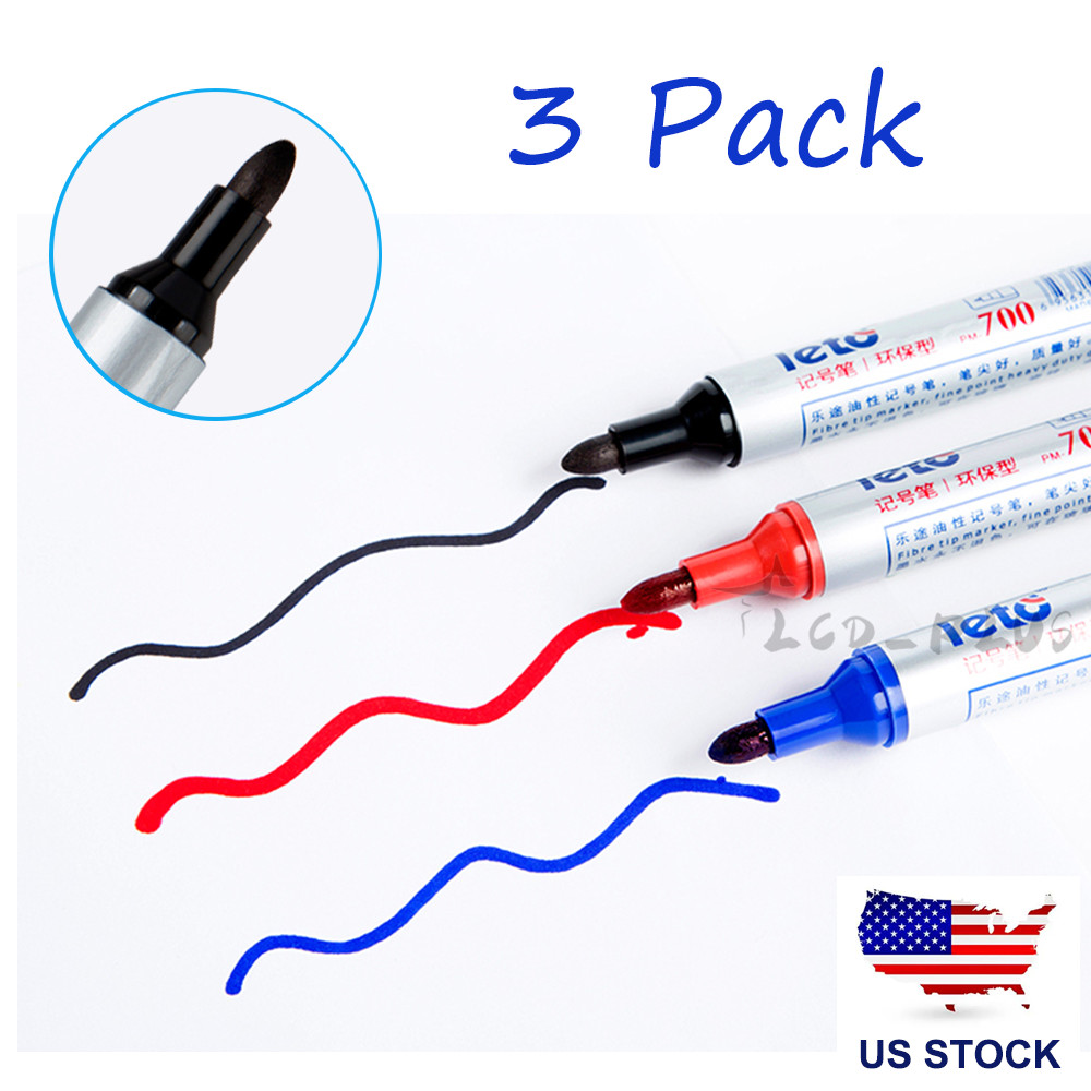 3 PCS Waterproof Permanent Paint Marker Pen Car Tyre Tire Tread Rubber Metal US