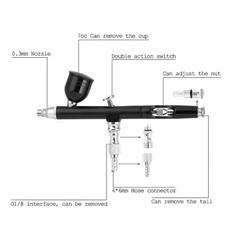 Dual Action Airbrush Gravity Feed 0.3mm Gun Spray Nail Art Paint Tattoo Tool Set