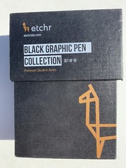 etchr Professional Black Drawing Pens 16 Black Fineliner Pens Mixed Media Art