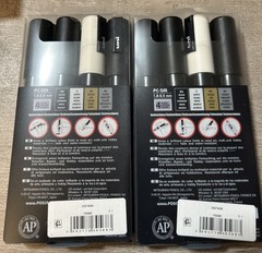 Set Of 2 Posca Water Based Paint Marker Pen Medium Point 4 Color Metallic