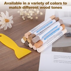 4Pcs Wood Furniture Repair Marker, Touch Up Crayon with Scraper, Red Cherry