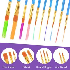 AROIC Acrylic Paint Brush Set, 24pack/240pcs Nylon Hair Paint Brushes for Acr…