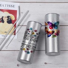 Glitter Sublimation Tumblers 20 Oz Skinny Straight, 8 Pack Sublimation Glitte…