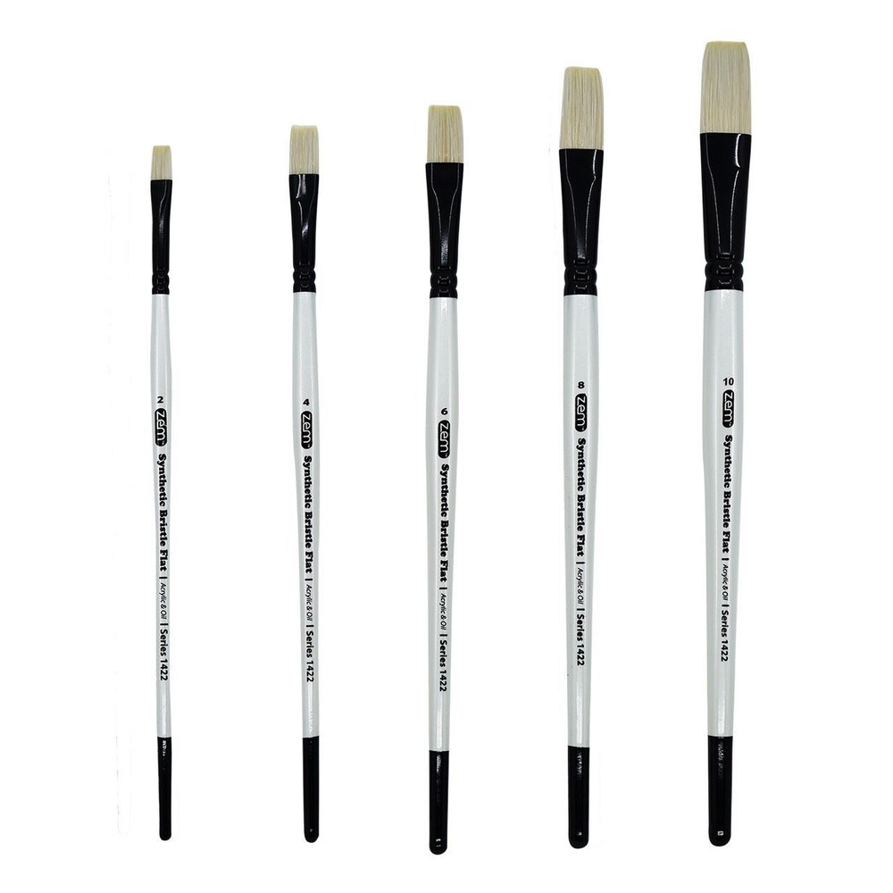 AS-234 White Bristle Synthetic Flats Brush Set 5 pcs