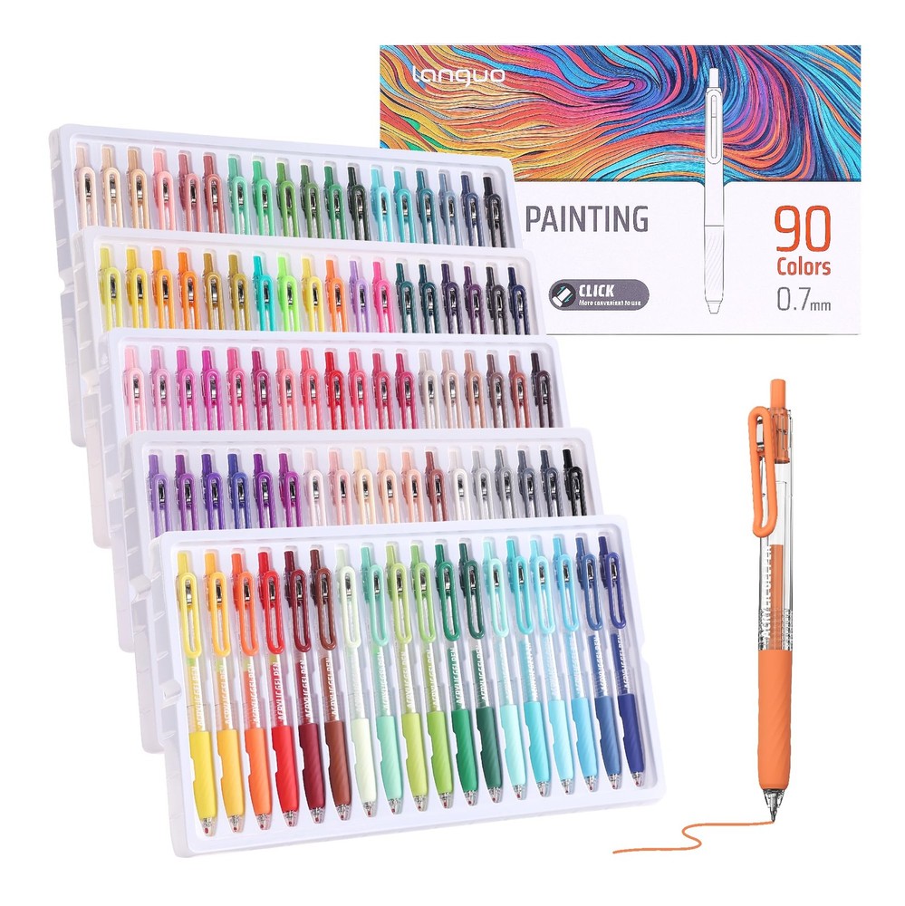 Retractable Acrylic Gel Pens for Coloring, 90 Colors Click Acrylic Paint Pens…