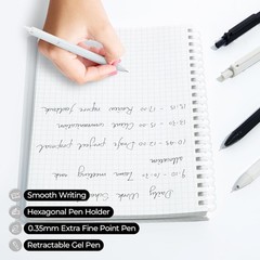 4 Pcs Black Gel Pens Set, 0.35mm Fine Point, Quick-Dry & Retractable Design