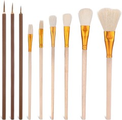 9 Pack Pottery Glaze Brushes Ceramic Brush Set Glaze Brushes for Pottery Wate…