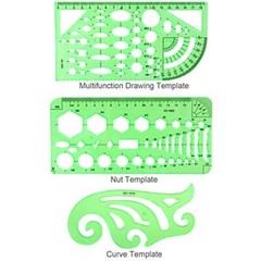 11PCS Geometric Drawings Templates, Drafting Stencils Measuring Tools,