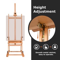 Large H-Frame Art Easel for Painting, Hold Canvas up to 49’’, Natural