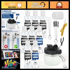Airbrush Cleaning Kit with Pot, 6 Cleaners & 2 Thinners – Water-Based & Acrylic