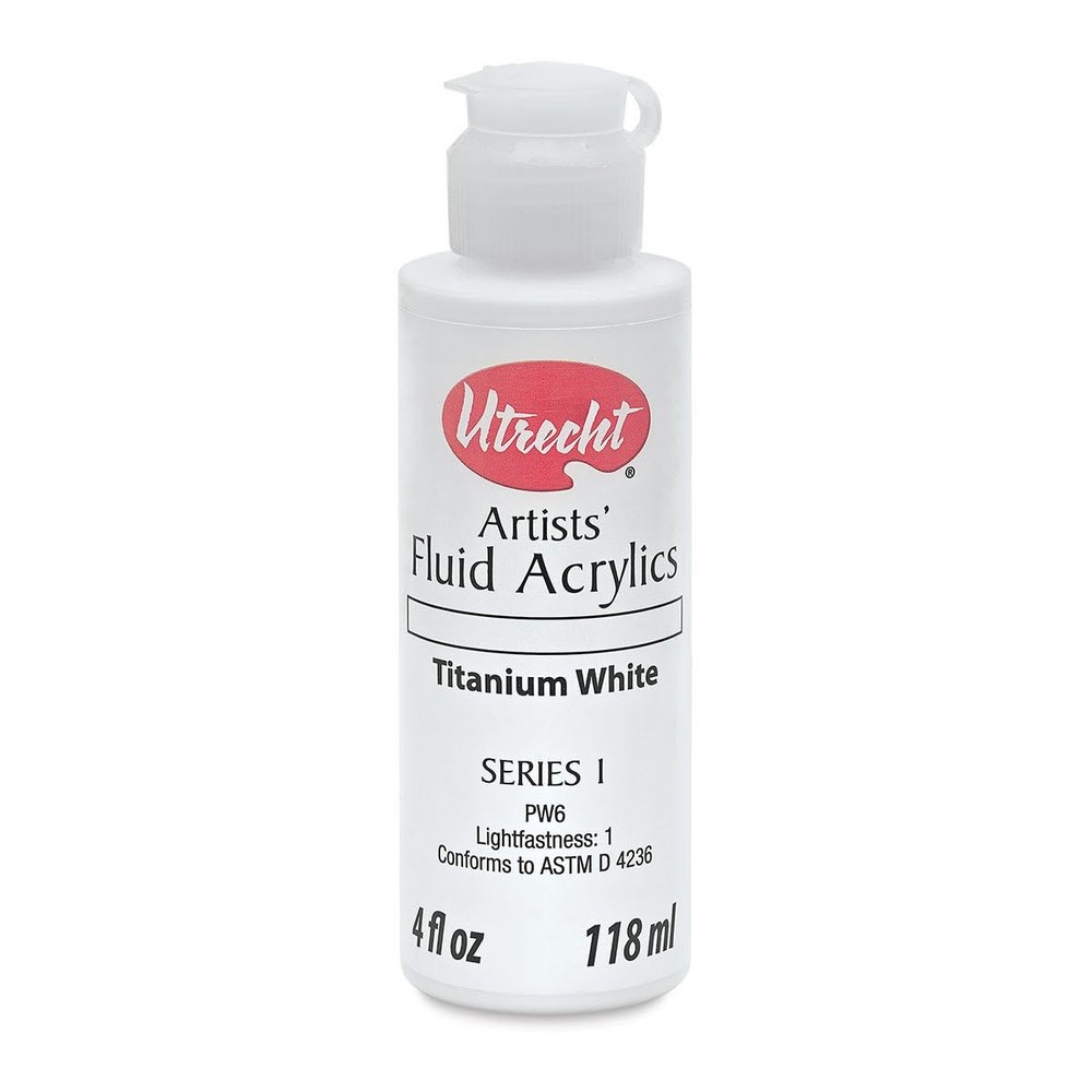 Utrecht Fluid Acrylics – Titanium White, 1 Count (Pack of 1), White