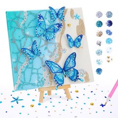 Diamond Art Kits, 3D 5 Butterflies Diamond Art Painting Set with Wooden Frame…