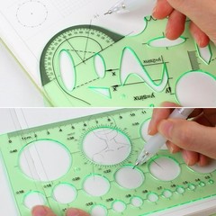 11 Pcs Geometric Drawing Templates Green Stencil Ruler Drafting Tool Set