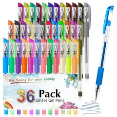Aen Art Glitter Gel Pens for Adult Coloring 1 Count (Pack of 36), 36 Colors