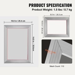 VEVOR Screen Printing Kit Silk Screen Printing Frames 8×10/10x14in 110 Mesh 2pcs