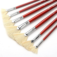 Fan Brush for Painting, 7 Pieces Fan Brush Set with Hog Bristle Natural Hair and