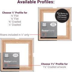 Maple Floating Frame 18″x24″ for Canvas & Artwork – Thin Style, 1.5″ Depth