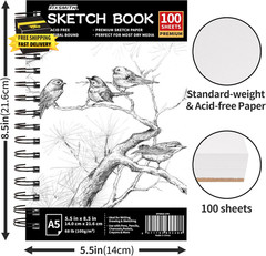 5.5″X8.5″ Sketch Book | 100 Sheets (68 Lb/100Gsm) Sketchbook| Acid Free Drawing