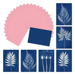 Cyanotype Paper, 32 Sheet Sun Print Paper Kit Pink Crafts Paper 4.1×2.9″
