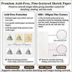 9″ x 12″ Sketch Book, Top Spiral Bound Sketch Pad, 100 Sheets 68lb/100gsm Aci…