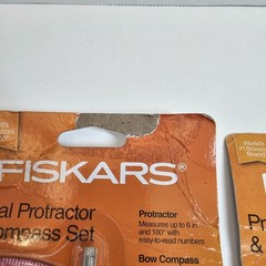 Fiskars Compass Protractor Set Lot One Metal One Plastic Geometry Kit New