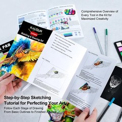 154PCS Artists Art Supplies – Drawing Kit with 6 Sketchbook,Tutorial,Coloring…