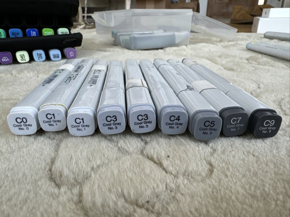 COPIC Markers Cool Gray 9x Used Set