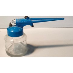 Vintage Badger Model 250 Basic Spray Gun Blue Hobby Airbrush Siphon Jar Paint