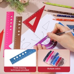 8 Pcs Geometry Drafting Tool, Math Tool Includes 20cm l Ruler, Navy Blue