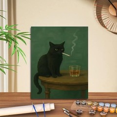 Cat Paint by Numbers Animals DIY Painting On Canvas,by Number Black Cat in Stain