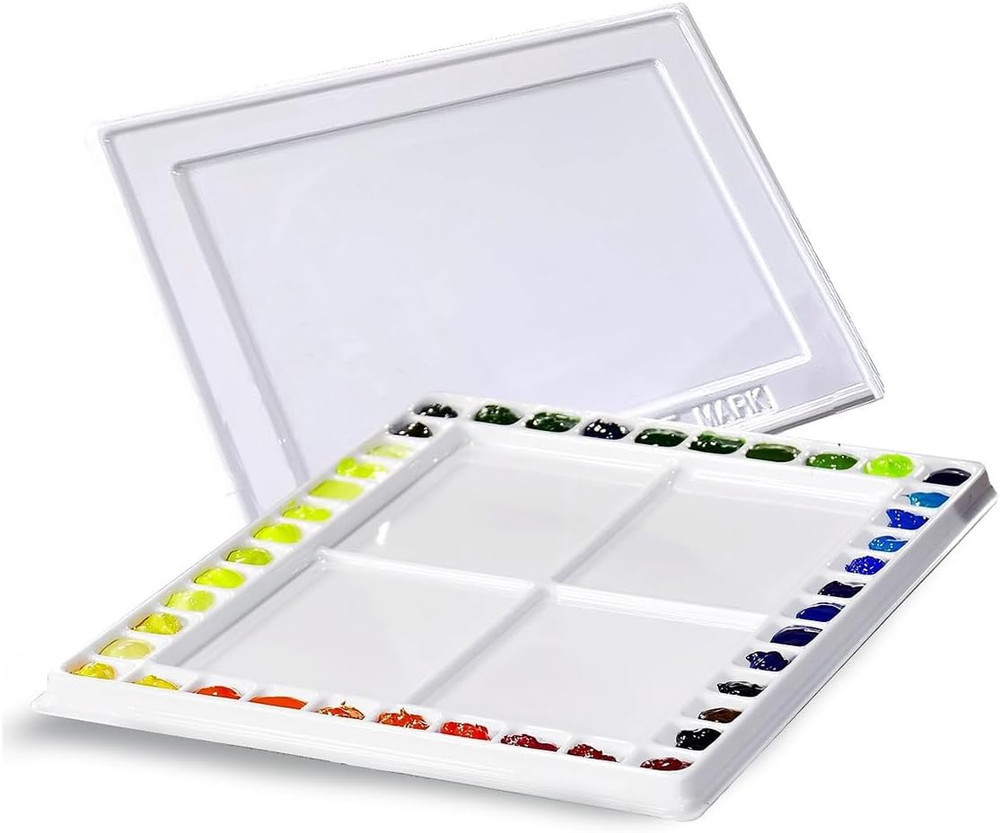 Watercolor Palette with Cover – 42 Wells and 4 Mixing Areas, 12″ X 16″ Lightweig