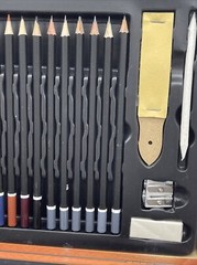 Art Mixed Media Set in Wooden Case 55 pieces Paint Colored Pencils And More