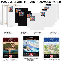 187Pcs Professional All-in-One Art Painting Kit with Aluminum & Beech Wood Ea…