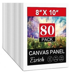 80 Pack 8×10 Blank Primed Canvas Boards for Oil, Acrylic, Watercolor Painting