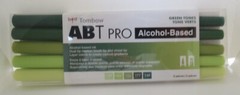 TOMBOW 56971 ABT PRO ALCOHOL-BASED INK DUAL TIP MARKERS GREEN TONES 5 PC NEW