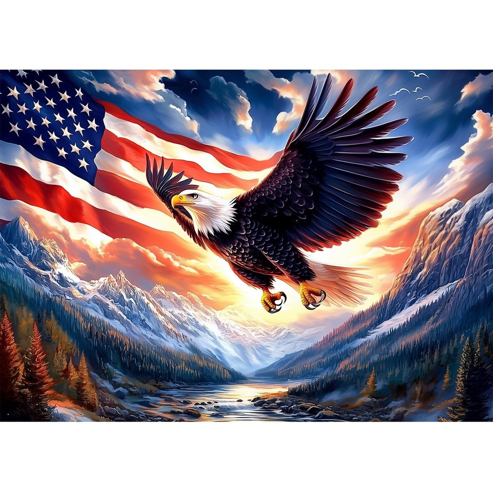 CEOVR Bald Eagle Diamond Art Kits for Adults, 12×16 inches, WX11458-red,blue