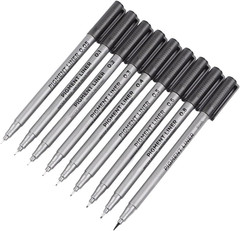 Micro-Pen Fineliner Ink Pens, 9 Pcs Black Micro Fine Point Drawing Pens Waterpro