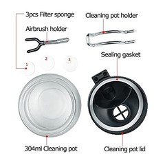JOYABEST Airbrush Cleaning Pot Holder Glass Jar Waste Station with 3 Filters