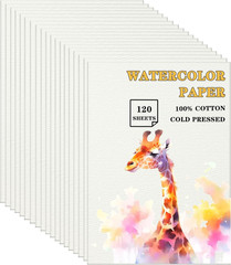 120 Sheets 100% Cotton Watercolor Paper 7 X 10, 140Lb/300Gsm Heavyweight Cold Pr