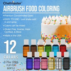 Master Airbrush Cake Decorating Airbrushing System Kit with a Set of 12 Chefmast