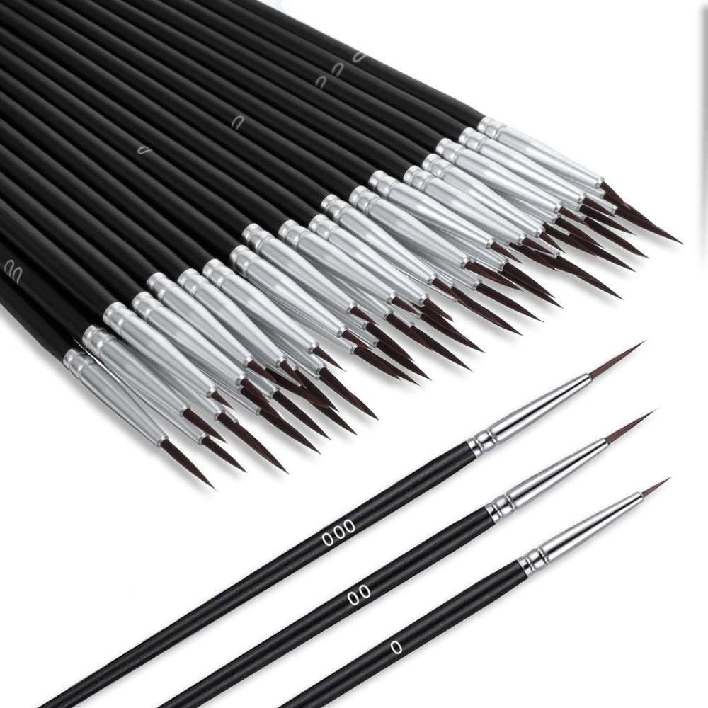 60Pcs Detail Paint Brushes Set with 3 Size #0#00#000, Fine Tip Liner Brushes