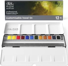 Professional Watercolor Paint Set, Black Box Set, 12 Half Pan